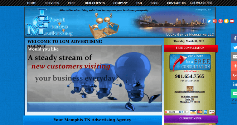 Home page of #10 Best Memphis Search Engine Optimization Business: Memphis Local Genius Marketing
