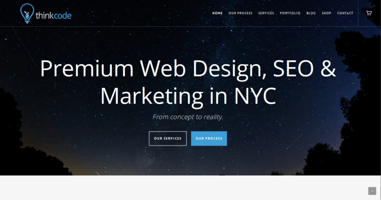 Home page of #8 Top NYC SEO Firm: ThinkCode