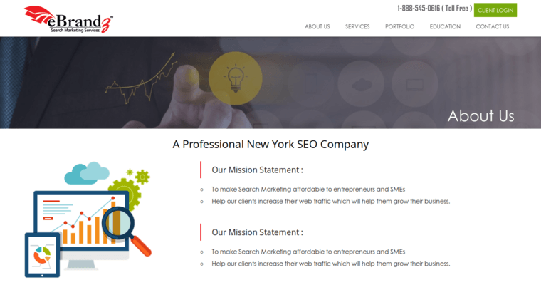 About page of #6 Leading NYC SEO Company: eBrandz