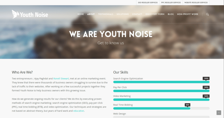 About page of #2 Best NYC SEO Business: Youth Noise