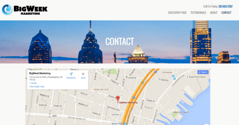 Contact page of #5 Leading Philly SEO Firm: BigWeek Marketing