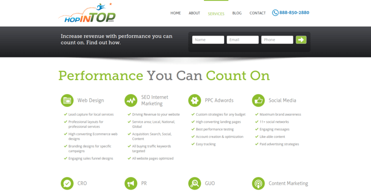 Service page of #7 Top Philly SEO Business: HopInTop