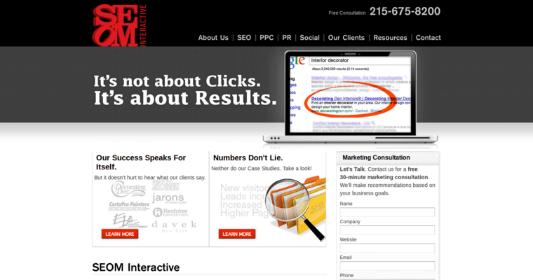 Home page of #10 Leading Philadelphia SEO Agency: SEOM Interactive