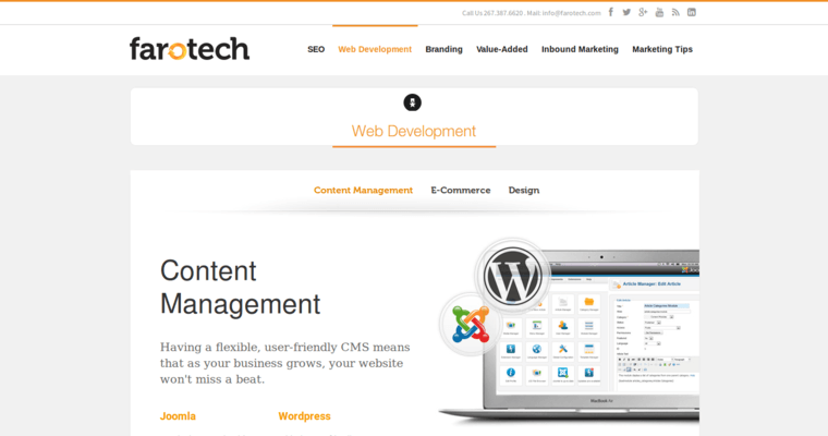 Development page of #4 Best Philly SEO Business: Farotech