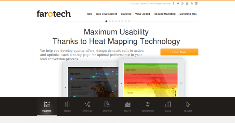 Home page of #4 Leading Philly SEO Business: Farotech