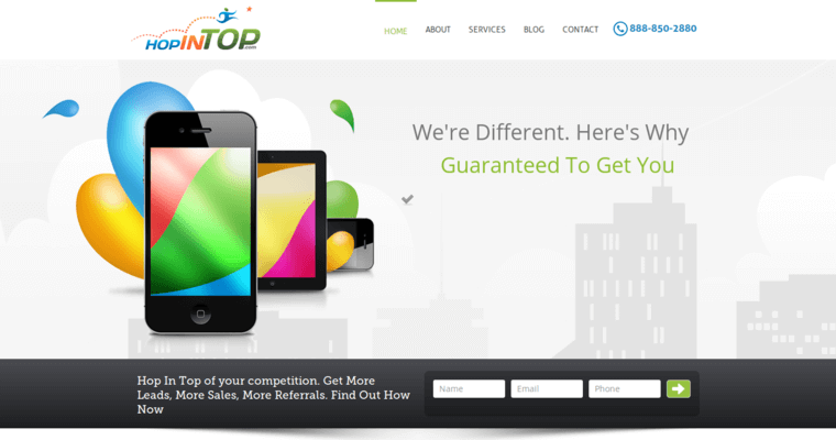 Home page of #7 Best Philly SEO Company: HopInTop