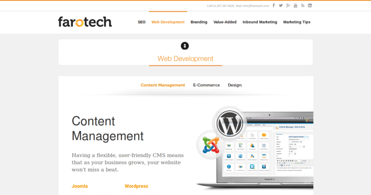 Development page of #4 Top Philadelphia SEO Business: Farotech