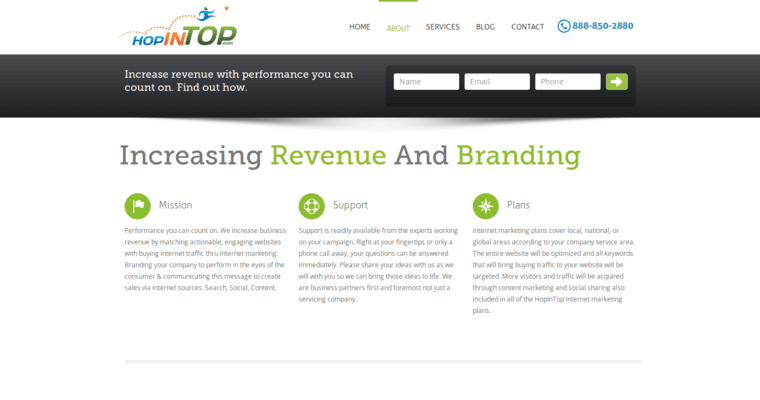 About page of #7 Leading Philadelphia SEO Business: HopInTop