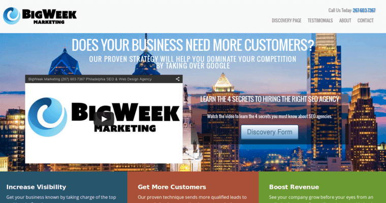 Home page of #5 Best Philadelphia SEO Business: BigWeek Marketing