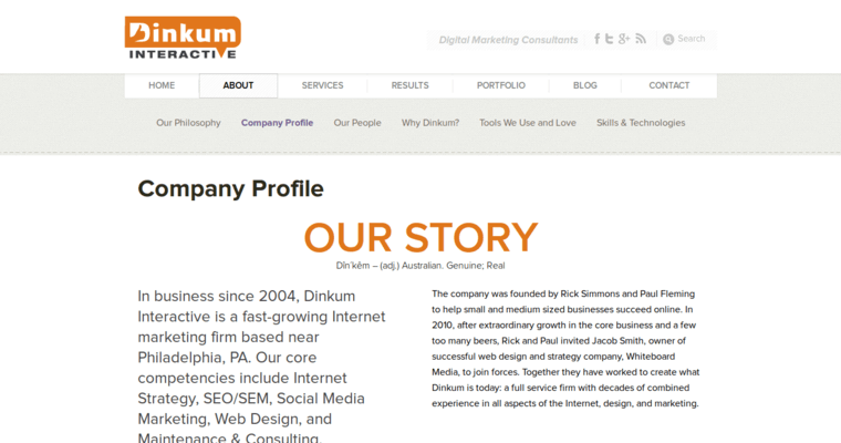 Company page of #2 Best Philly SEO Agency: Dinkum Interactive