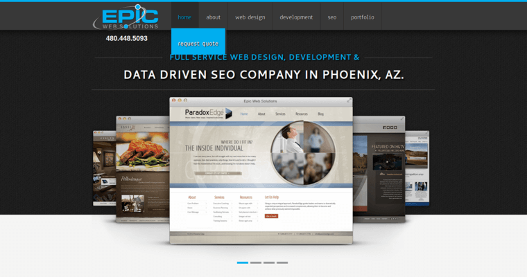 Home page of #10 Leading Phoenix SEO Company: Epic Web Solutions