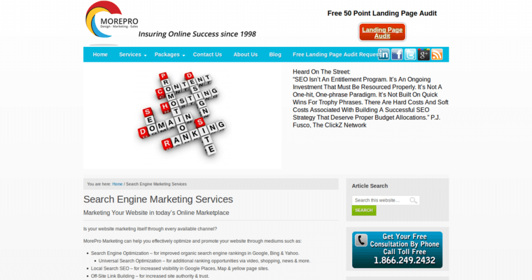 Service page of #9 Top Phoenix SEO Business: MorePro