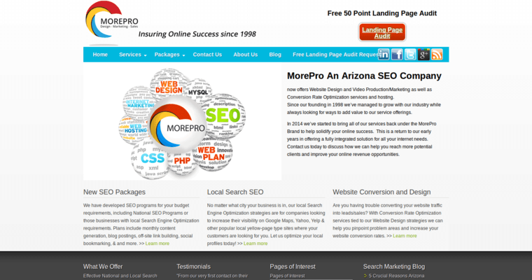 Home page of #8 Leading Phoenix SEO Company: MorePro