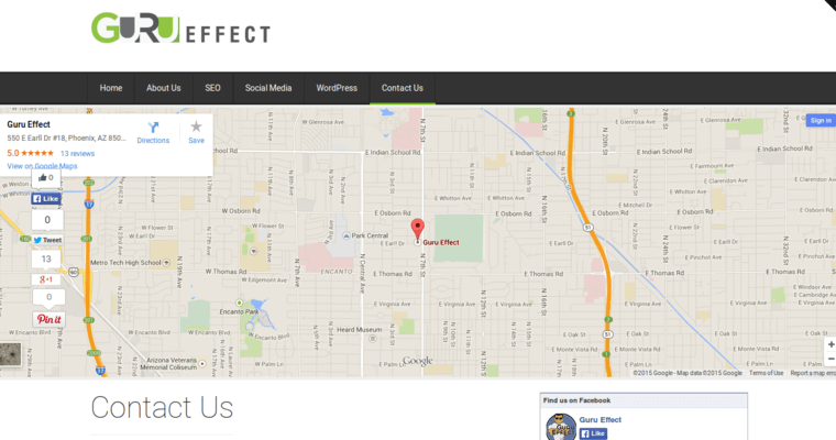Contact page of #7 Best Phoenix SEO Company: Guru Effect
