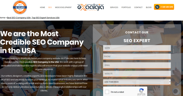 Service page of #1 Best Phoenix SEO Company: Exaalgia