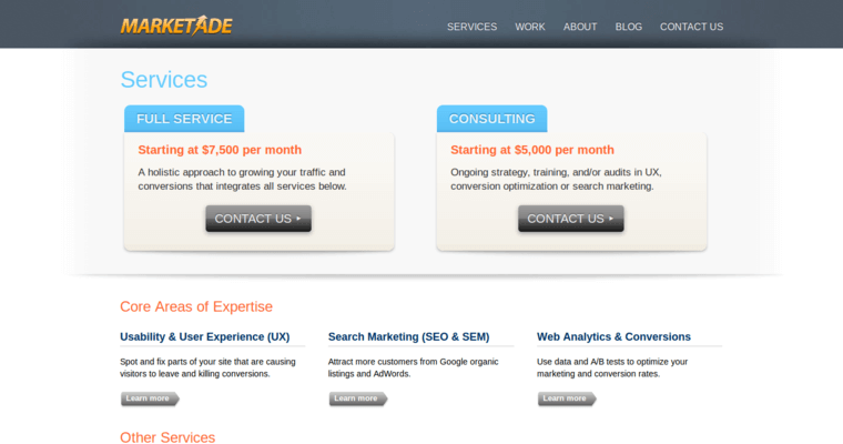 Service page of #7 Best PPC: Marketade