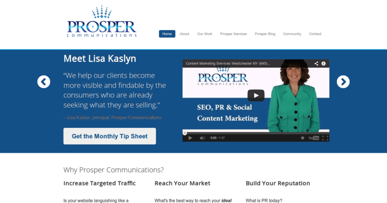 Home page of #7 Best Search Engine Optimization PR Firm: Prosper Communications