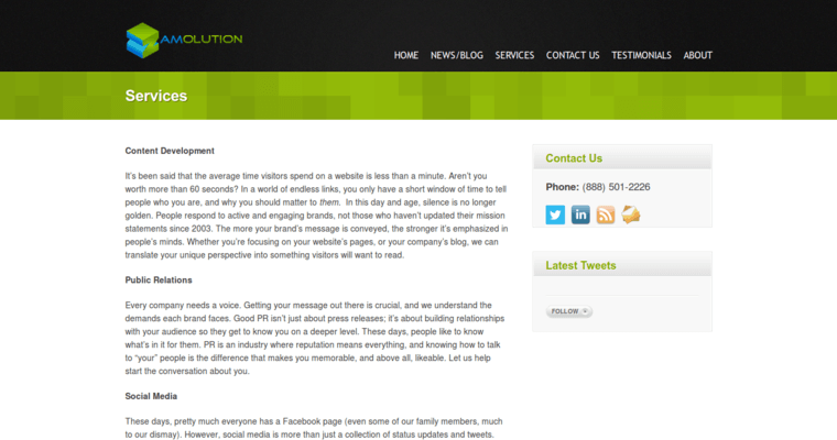 Service page of #6 Leading PR Firm: Zamolution