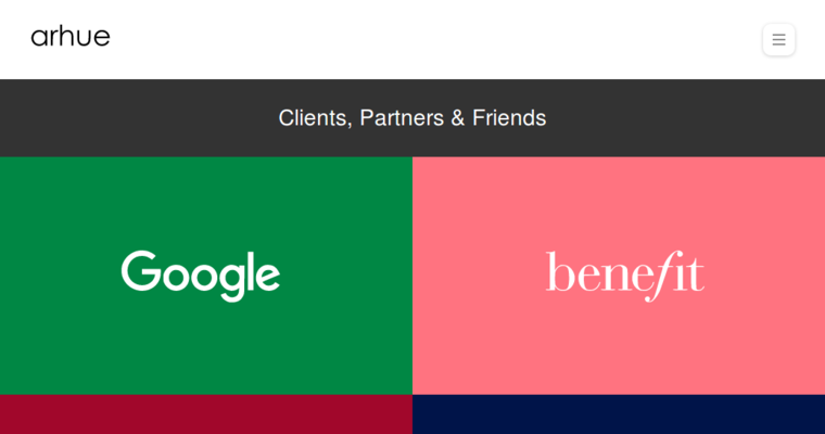 Partners page of #2 Top Online Marketing Agency: Arhue