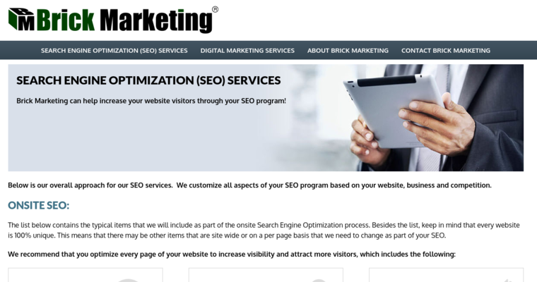 Service page of #6 Best Search Engine Optimization Business: Brick Marketing