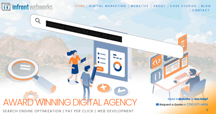 Home page of #5 Best Online Marketing Business: Infront Webworks