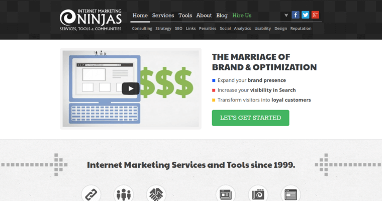 Home page of #10 Best Online Marketing Firm: Internet Marketing Ninjas