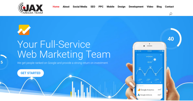 Home page of #20 Best Online Marketing Company: Jax Media Team