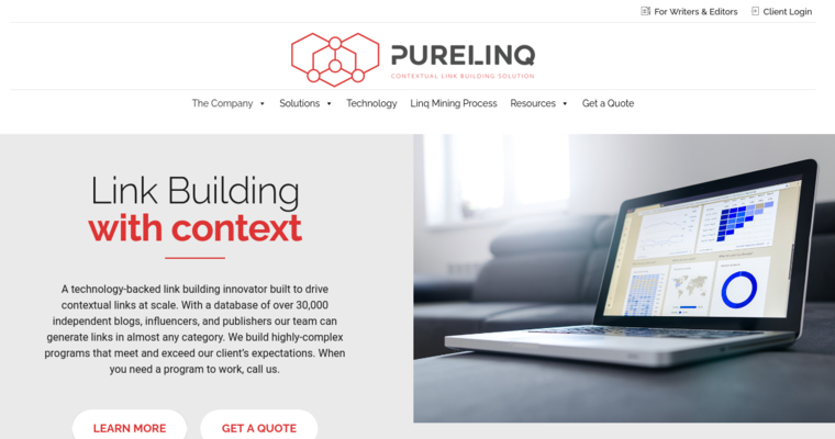 Service page of #14 Best Online Marketing Business: PureLinq