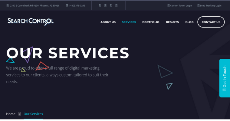 Service page of #18 Best Online Marketing Business: Search Control