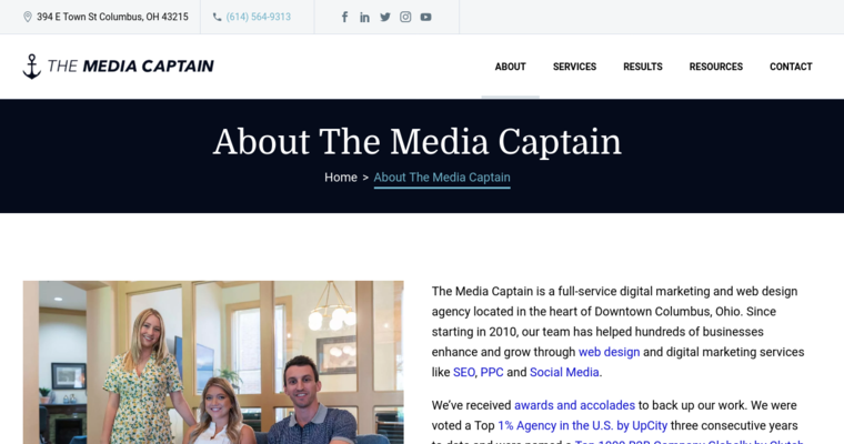 About page of #9 Top SEO Agency: The Media Captain