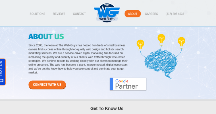 About page of #6 Best Online Marketing Agency: The Web Guys