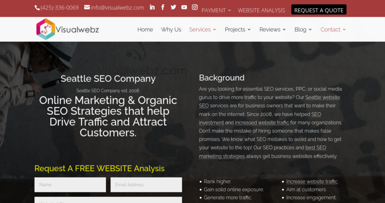 Company page of #11 Best Search Engine Optimization Company: Visualwebz