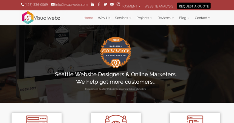 Home page of #12 Top Online Marketing Agency: Visualwebz