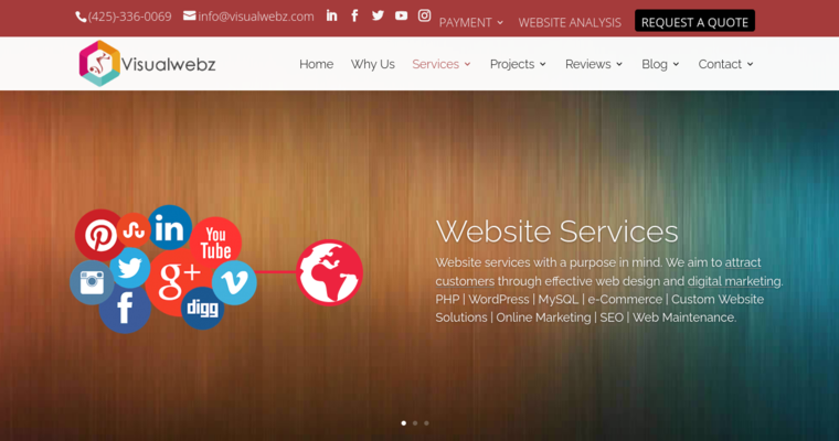 Service page of #12 Best Online Marketing Company: Visualwebz