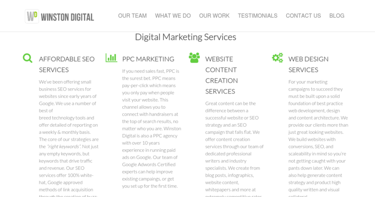 What page of #8 Best Online Marketing Agency: Winston Digital Marketing