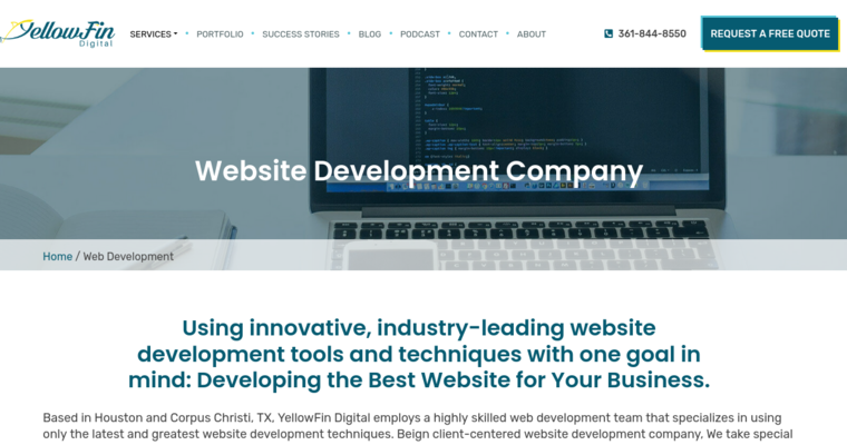 Development page of #7 Top SEO Company: YellowFin Digital