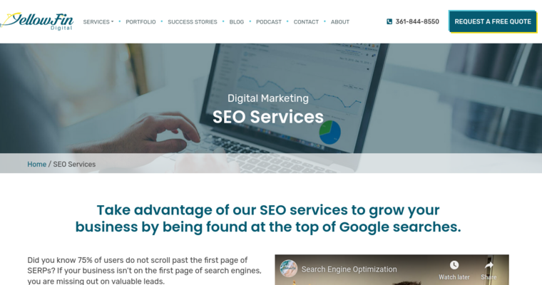 Service page of #7 Best SEO Business: YellowFin Digital