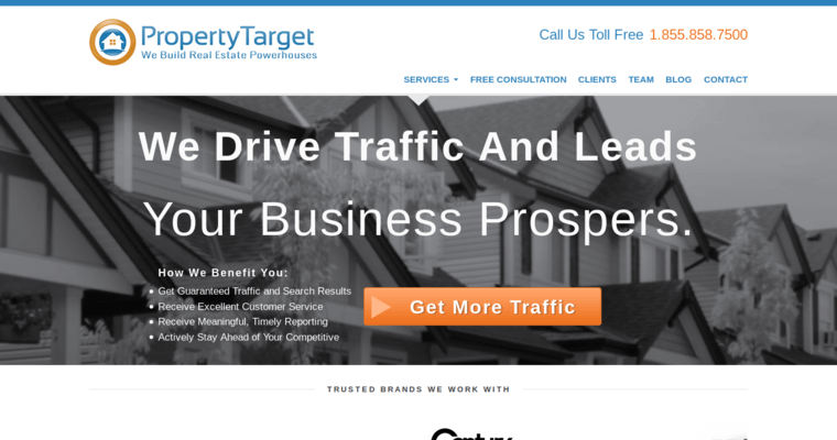Home page of #10 Top Real Estate SEO Business: Property Target