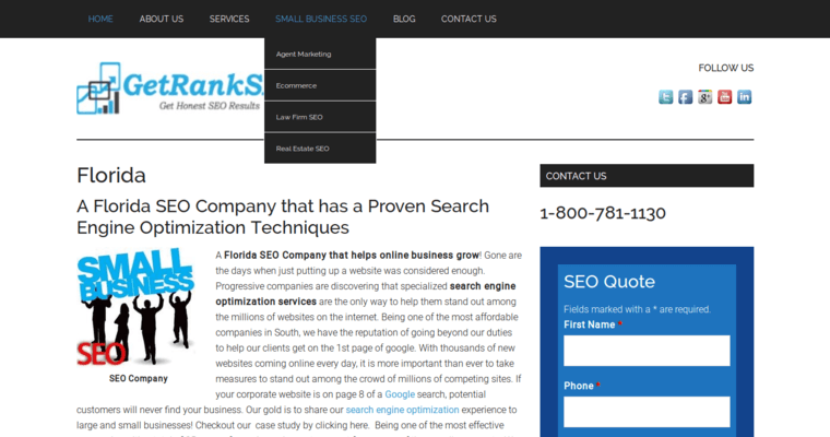 Home page of #8 Leading Real Estate SEO Business: Get Rank SEO