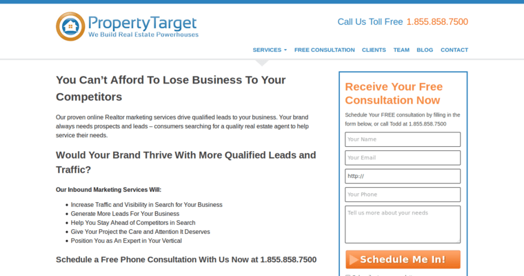 Service page of #10 Leading Real Estate SEO Business: Property Target