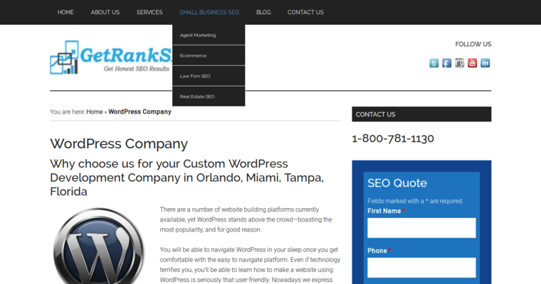 Company page of #8 Best Real Estate SEO Business: Get Rank SEO