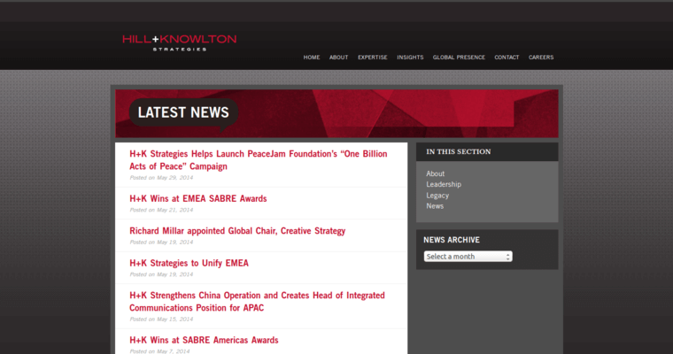 News page of #8 Leading ORM Firm: Hill Knowlton Strategies