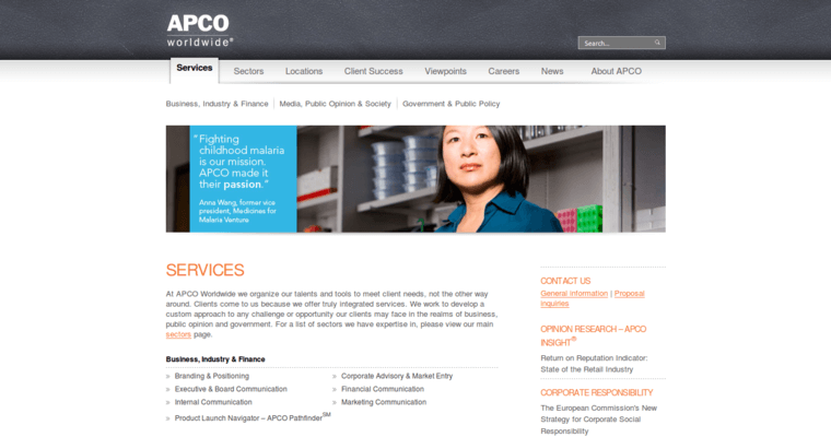 Service page of #7 Leading ORM Business: APCO Worldwide