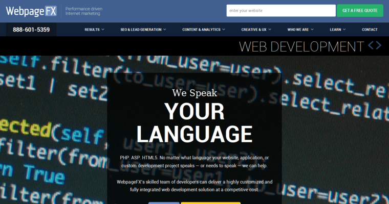 Development page of #2 Best ORM Agency: WebpageFX