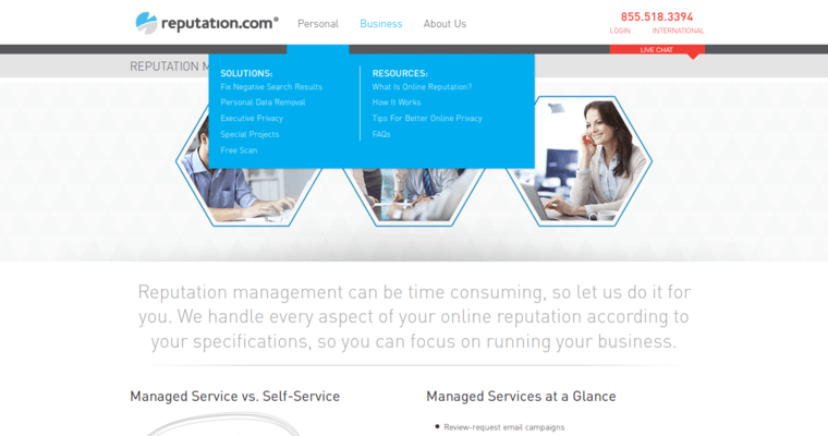 Service page of #1 Top ORM Company: Reputation.com