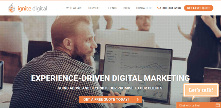 Home page of #8 Best ORM Agency: Ignite Digital