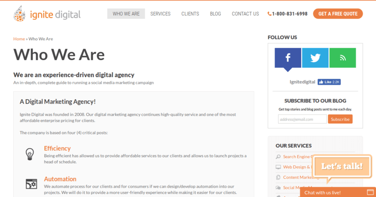 Who page of #8 Leading ORM Business: Ignite Digital