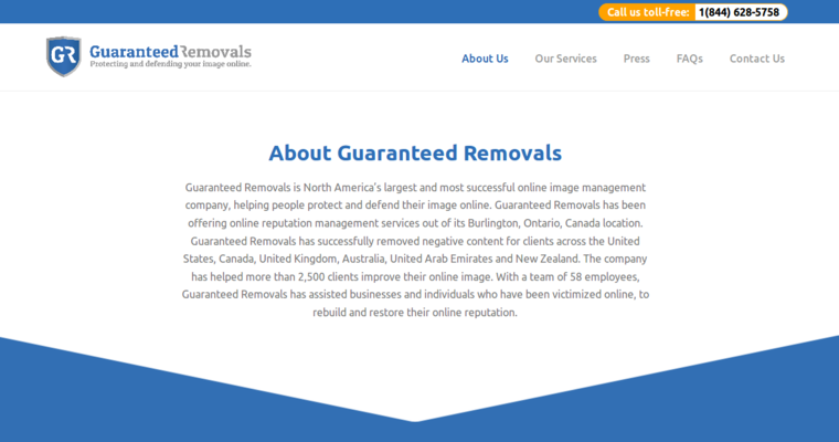 Company page of #8 Best Reputation Management Company: Guaranteed Removals
