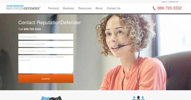Contact page of #7 Top ORM Company: Reputation Defender