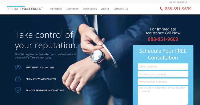 Home page of #7 Top ORM Company: Reputation Defender